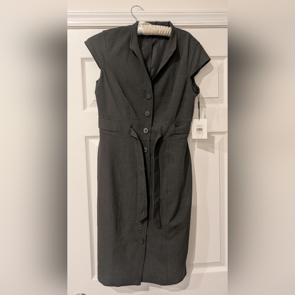 Calvin Klein Charcoal Gray Sheath Dress Size 10